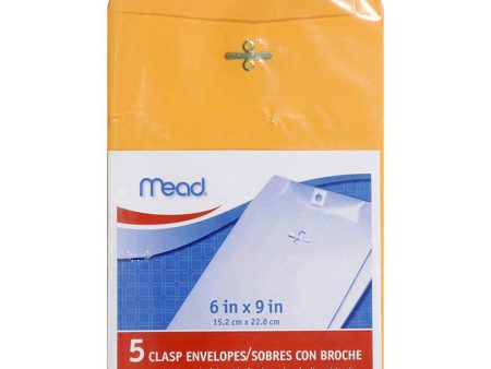 MEAD - Heavyweight Kraft Clasp Envelopes 6  X 9  - 5 Envelopes Online Hot Sale