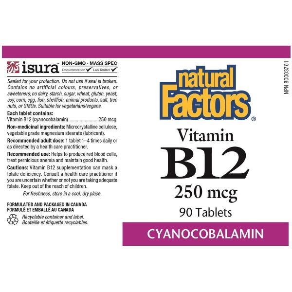 Natural Factors Vitamin B12  250mcg 90 Tabs Online Hot Sale