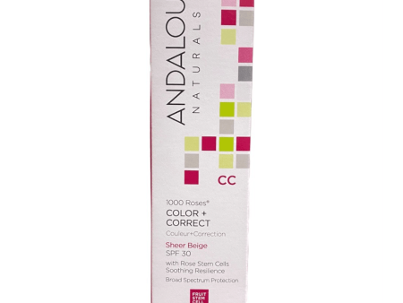 Andalou Naturals Sensitive Color + Correct 1000 Roses Sheer Beige SPF 30 58mL Supply