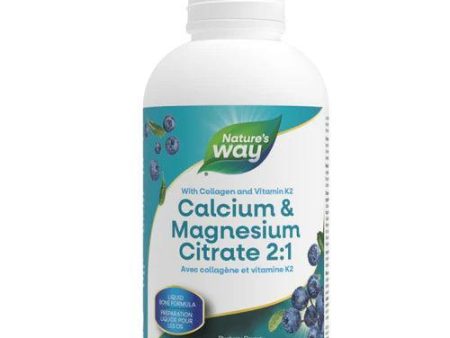 Nature s Way Calcium & Magnesium Citrate 2:1 Blueberry 500mL with Collagen & K2 Online now