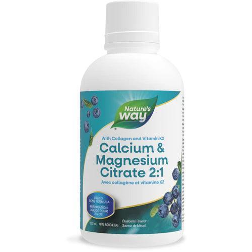 Nature s Way Calcium & Magnesium Citrate 2:1 Blueberry 500mL with Collagen & K2 Online now