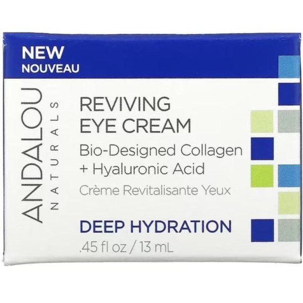 Andalou Naturals, Reviving Eye Cream, Bio-Designed Collagen + Hyaluronic Acid, 0.45 fl oz (13 ml) Sale