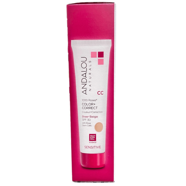 Andalou Naturals Sensitive Color + Correct 1000 Roses Sheer Beige SPF 30 58mL Supply