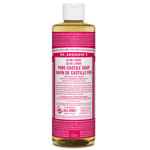 Dr. Bronner s 18-In-1 Pure-Castile Liquid Soap Rose 473mL Discount