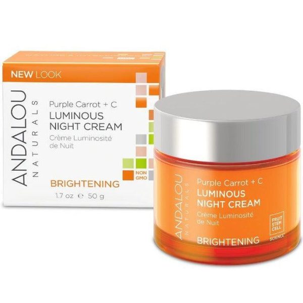 Andalou Naturals Brightening Night Cream Luminous Purple Carrot +C 50g For Discount