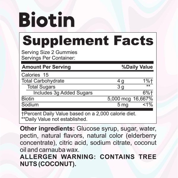 Biotin Gummies for Hair Skin & Nails -5000mcg per Serving - 60 Gummies For Discount