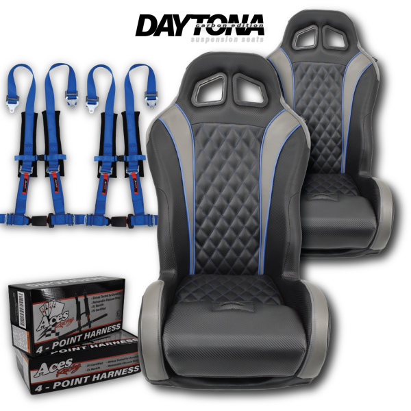 (Blue) Carbon Edition Daytona Seats (With Harnesses) Online Hot Sale