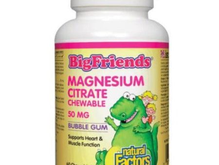 Natural Factors Big Friends Magnesium Citrate 50mg Bubble Gum 60 Chewable Tabs Supply