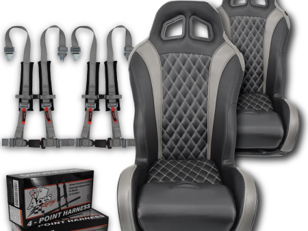 (Grey) Carbon Edition Daytona Seats (With Harnesses) For Cheap