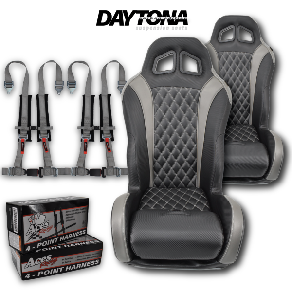 (Grey) Carbon Edition Daytona Seats (With Harnesses) For Cheap