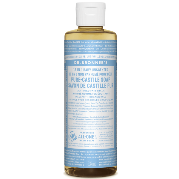 Dr. Bronner s 18-In-1 Pure-Castile Soap Liquid Baby Unscented 237mL Sale