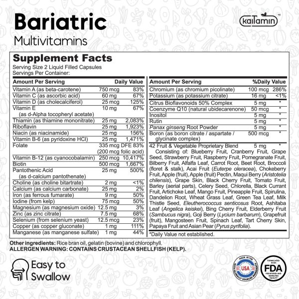 Bariatric - Multivitamin with Iron for Post-Bariatric Surgery -120 Cap Fashion