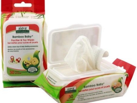 Aleva Naturals - Bamboo Baby Pacifier & Toy Wipes, 30 Wipes Online now