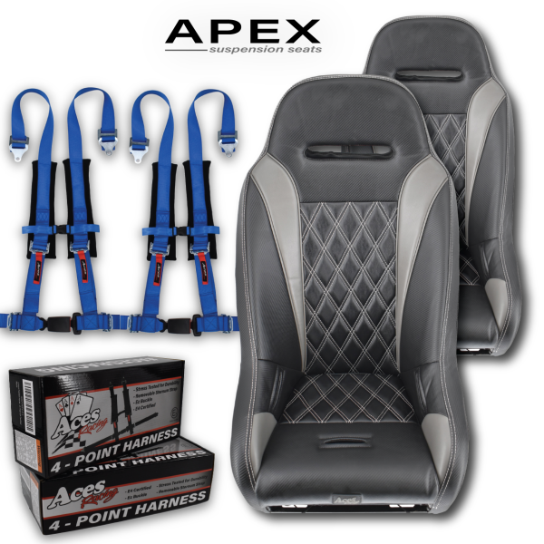 (Grey) Apex Seats (Harness Bundle) For Sale