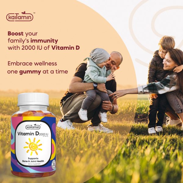 Vitamin D  2000 IU - Strong Bones for Adults and Kids - 120 Gummies Online