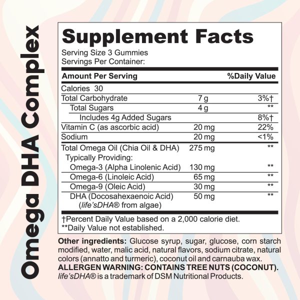 Omega DHA Complex - Brain, Memory, Heart Health Support - 90 Gummies For Discount