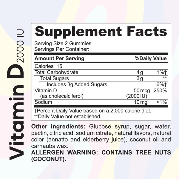 Vitamin D  2000 IU - Strong Bones for Adults and Kids - 120 Gummies Online