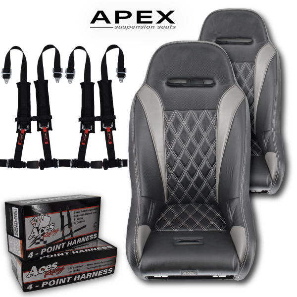 (Grey) Apex Seats (Harness Bundle) For Sale