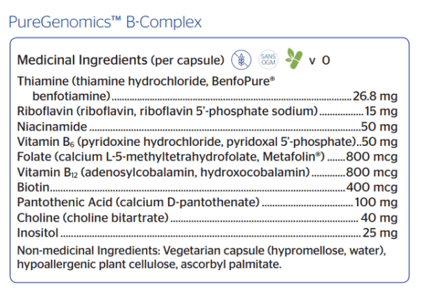 Pure Encapsulations PureGenomics B-Complex 120 Capsules Online Sale