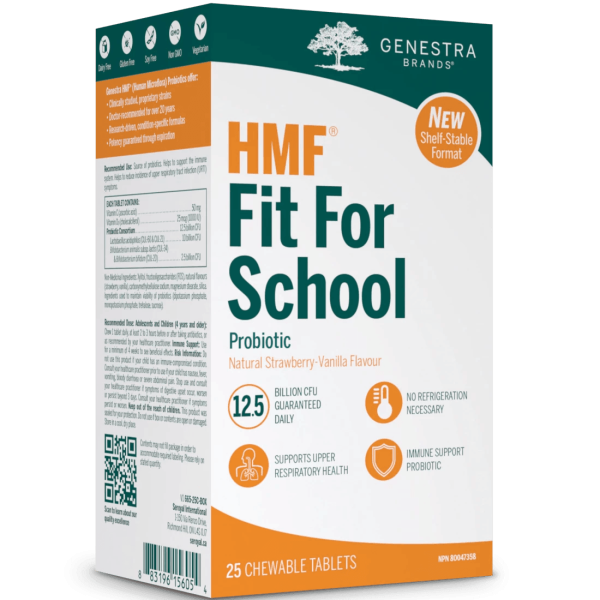 Genestra HMF Fit For School Probiotic 12.5 Billion Natural Strawberry-Vanilla Flavour 25 Chewable Tabs For Cheap